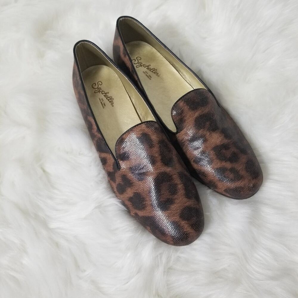 Seychelles Loafer flats Shoes 9 Leopard Animal Print Leather Low Heel Brown - Picture 7 of 7